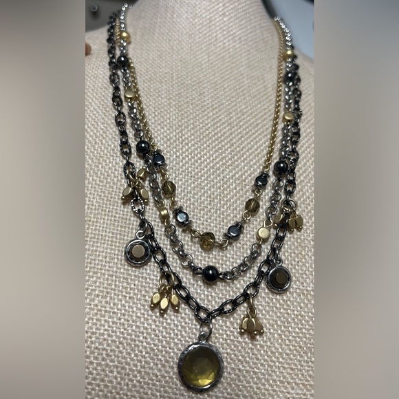 Lia Sophia  Multi  Layered Necklace with Gold and Silver Accents like new - Picture 3 of 8